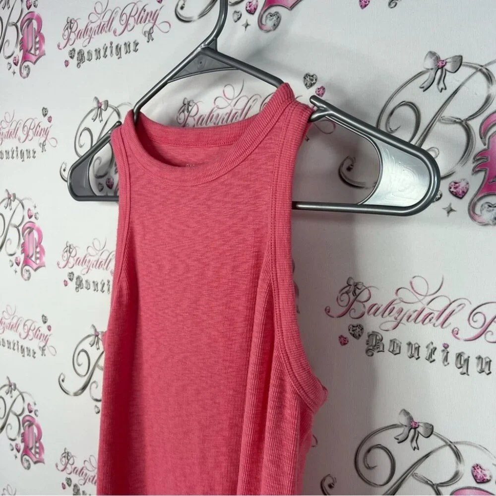 Rachel Zoe tank top mock neck high neck pink orange ribbed Coral Tank Top - Picture 3 of 7